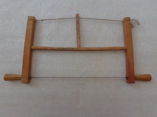 Vtg Turning Saw Two Man Hand Bow Bucksaw Iron Blade Wooden Frame Swede Finn Tool - Picture 9 of 10