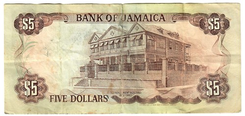 Jamaica 5 Dollars 1989 F VERY low number - Picture 2 of 2