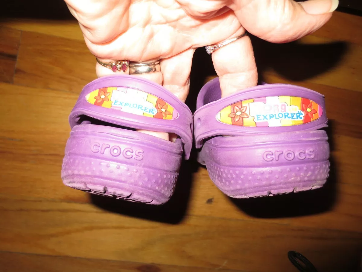 Girls Toddlers Crocs Purple Dora Slip On Sandals Size 8 9 Good