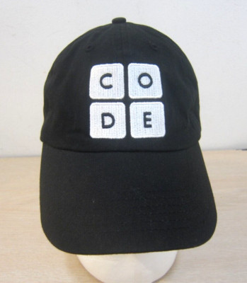 CODE.ORG ADJUSTABLE STRAPBACK HAT/CAP, BLACK, CODE COMPUTER SCIENCE