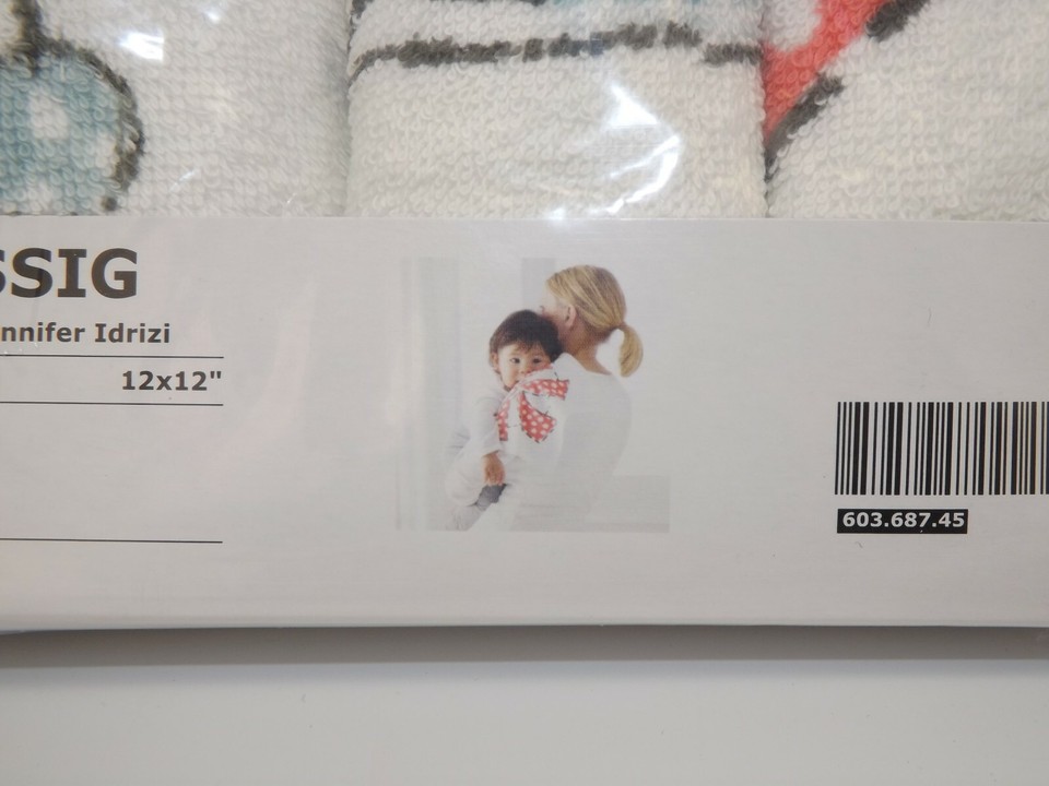 3 Ikea BUSSIG Multicolor Baby Washcloth 12" x 12" NEW eBay