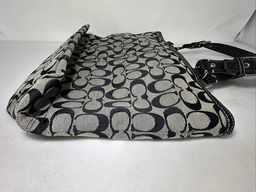 COACH Purse Black Hampton Signature Tote Shoulder Bag F13077 - Picture 11 of 14