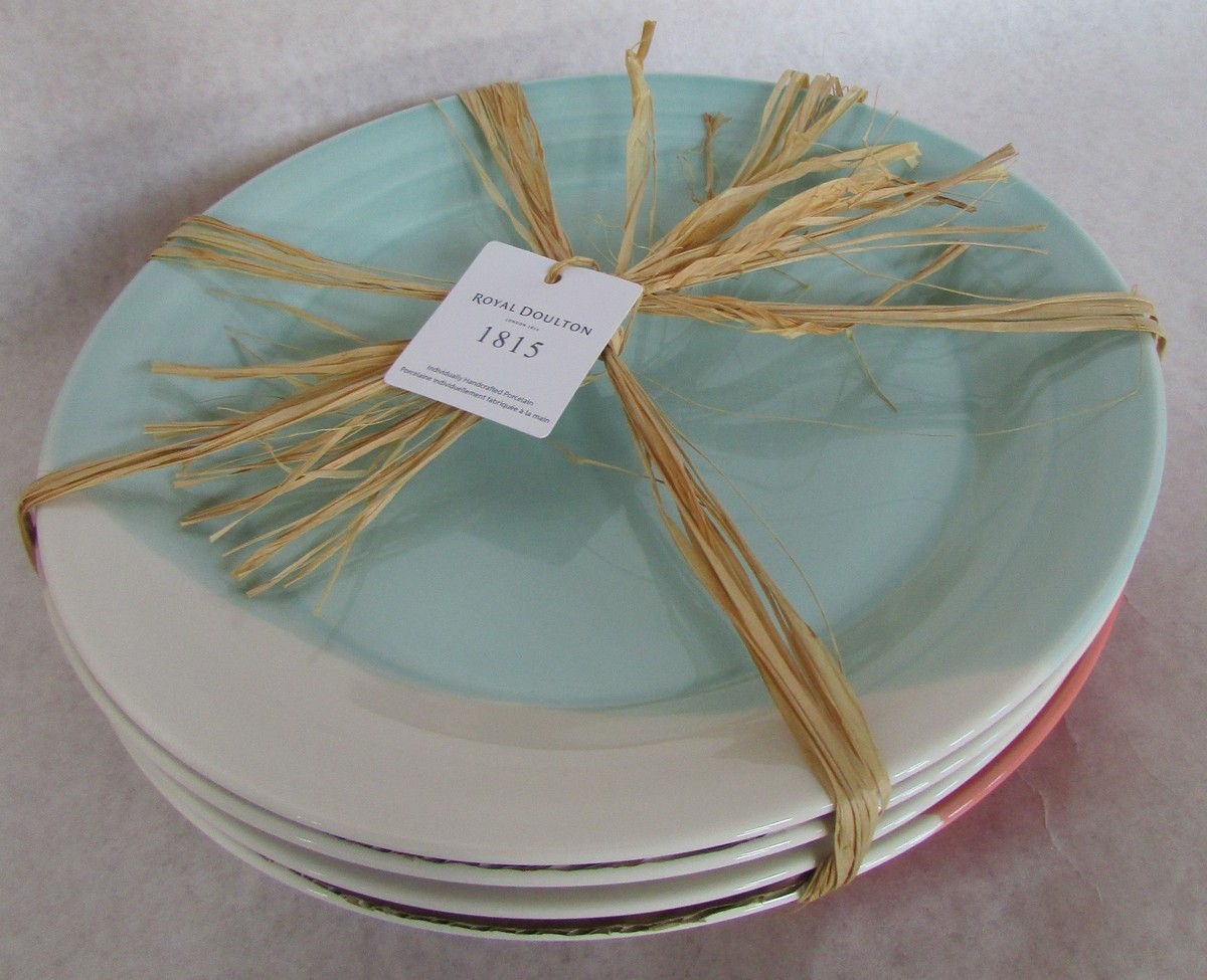 Royal Doulton 1815 Tapas Dinner Plates Multi Color Pastel Set