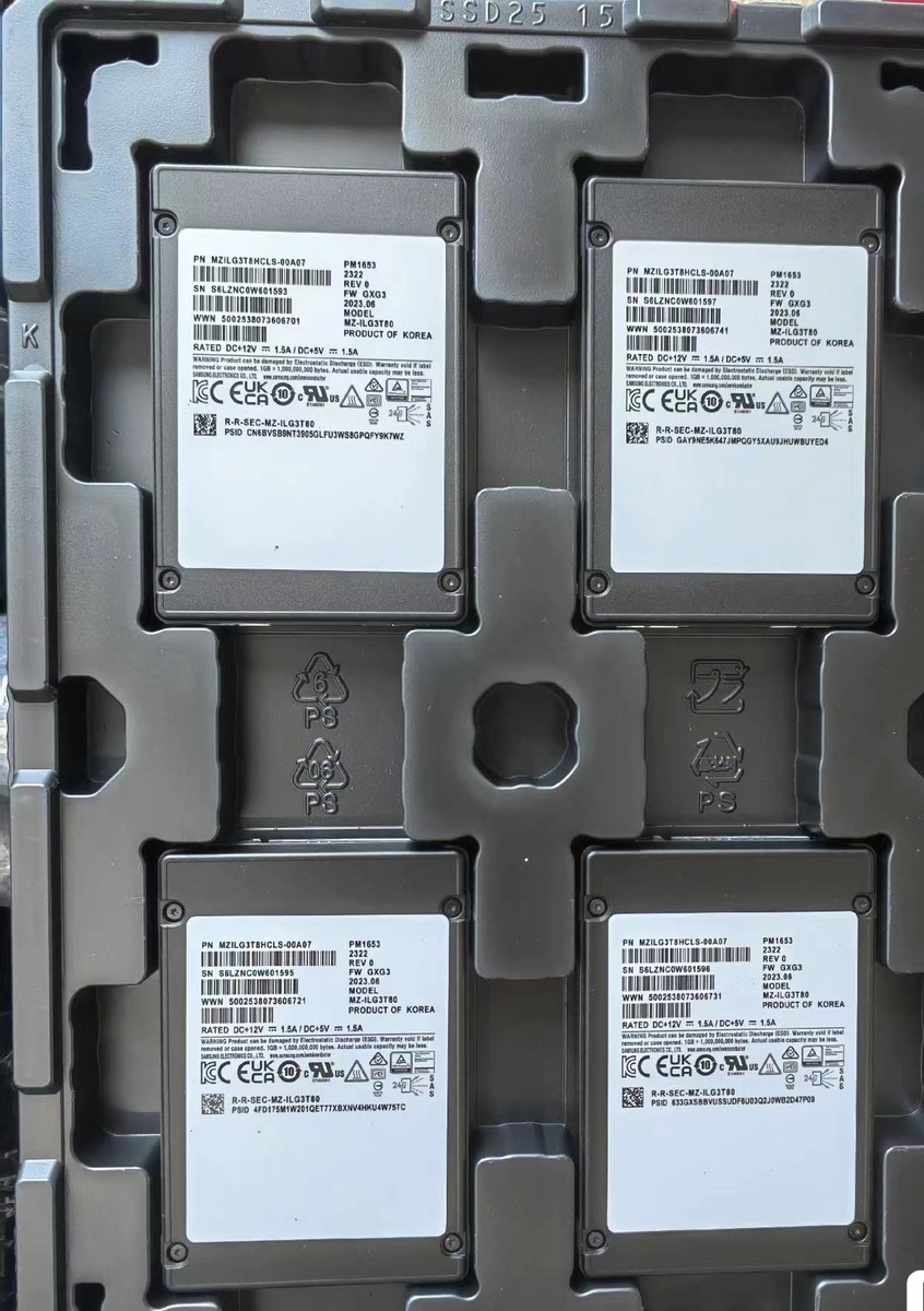 3.84TB PM1653 SSD SAMSUNG SAS MZ1LG3T8HCLS-00A07 GXG3 MZ-1LG3T80