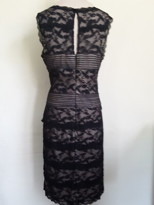 Dressy Black Sleeveless Lace W/ Beige Underneath Fitted Stretch Dress- Sz  14 | eBay