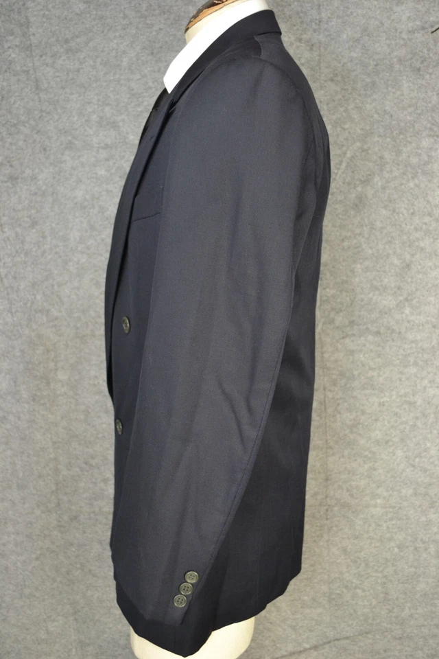 Jaqueta Blazer Masculina Giorgio Armani Mani Lã Pura Peito Duplo 40R Azul Marinho - Imagem 4 de 4