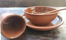 LARP Geschirr Set Tonbecher Teller Suppenschale Holzlöffel Ton Mittelalter