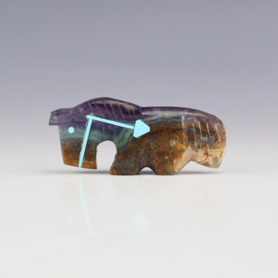 NATIVE AMERICAN ZUNI FLUORITE HORSE FETISH BY KENRIC LAIWAKETE