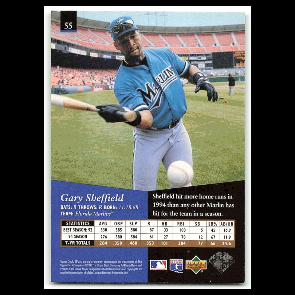 Gary Sheffield #55 1995 Upper Deck SP Florida Marlins Baseball Card MLB NM - Image 2 of 3