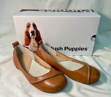 HUSH PUPPIES Janessa Tan Leather Ballerina Flat Pumps SIZE UK 3 Wide EU 36