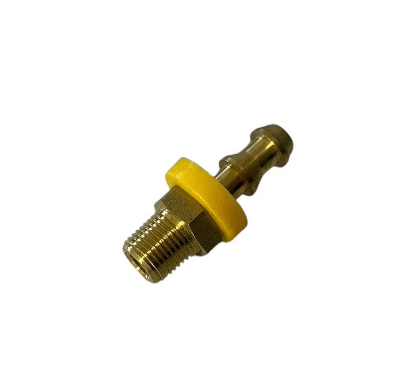1/8" NMPT x 1/4" Brass Push-On Male Hose Barb Fitting Durable Yellow 1pc #647 - Image 2 of 4