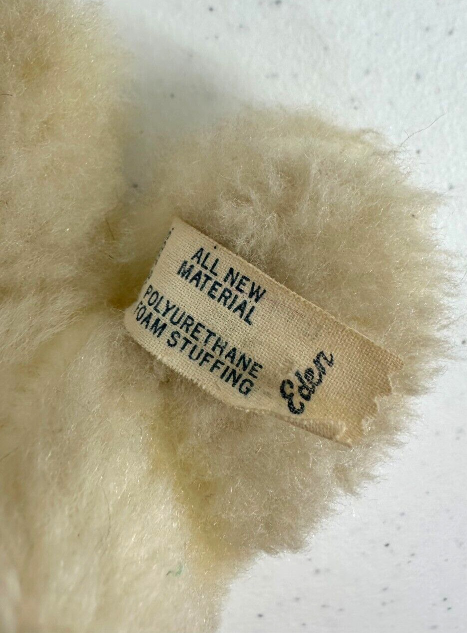 Eden Toys Inc. Baby Rattle Cream Wooly Stuffed Lamb Red Plaid Ears Plush Animal