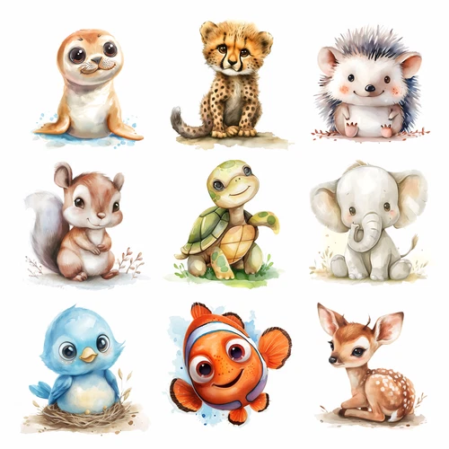 Cute Baby Animal Sticker Mug Laptop Toilet Decal Peel & Stick Wall Car Art Decor
