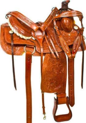 Western Ledersattel Barrel Rough Out mit gratis passendem Set Pferd