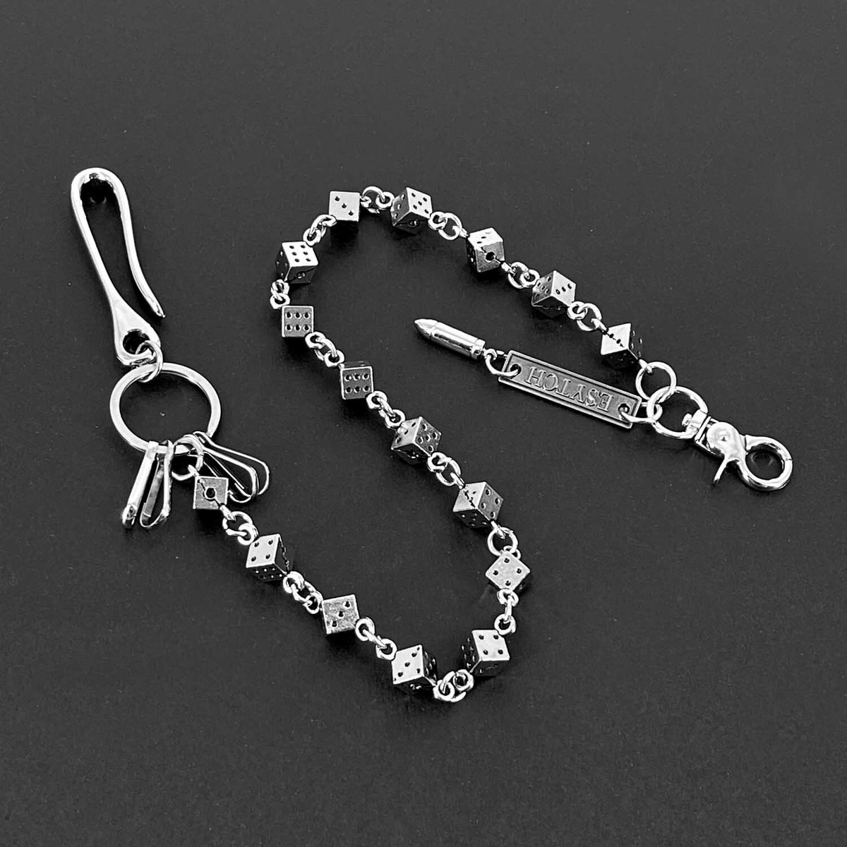 UNIQSUM Dragon Wallet Chain - 27.5 Inch Biker Chain With Swivel Trigger Snap, Rhodium Plated - View #9