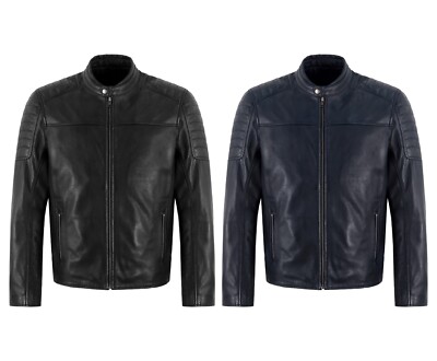 Herren Racer Biker Stil Echt Weich Leder Jacke Freizeit Street Inspiriert Jacke