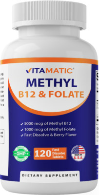 Vitamatic Methyl Folate & B12 Supplement -  120 fast dissolve tablets
