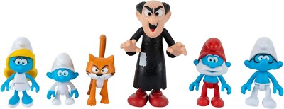 Licensed THE SMURFS 6 Pack Posable Figure Set SMURFS vs. GARGAMEL