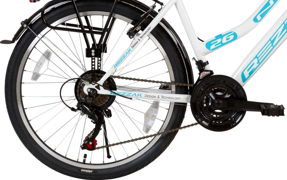 26 zoll Damen Fahrrad Mädchenfahrrad Damen City Rad City bike Weiss türkis Neu - Bild 3 von 4