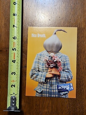 POSTCARD ECLIPSE GUM NICE BREATH MAX RACKS ADVERTISMENT GARLIC HEAD