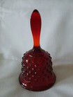 Vintage Fenton deep red hobnail bell, paper clip clapper — photo 1