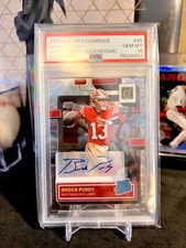 ⭐️ BROCK PURDY 2022 CLEARLY RATED HOLO MOSAIC #99 PSA 10 GEM RC AUTO SSP POP 2