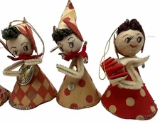 Christmas Decor Paper Elf Musical Pixie Hand Crafted Japan Set 4