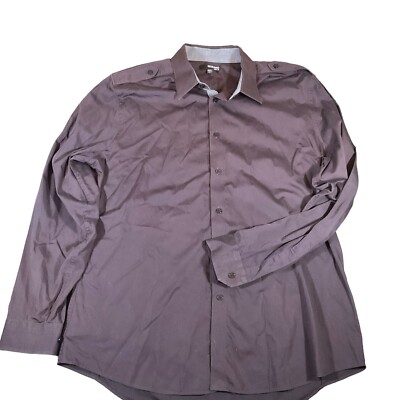murano slim fit dress shirt Murano Slim Fit Button Down Shirt Sz XL Charcoal Preppy Dress Shirt