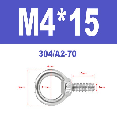 Ringschrauben Edelstahl V2A A2 Ösenschrauben M3-M18 Augbolzen Augenschrauben - Bild 20 von 122