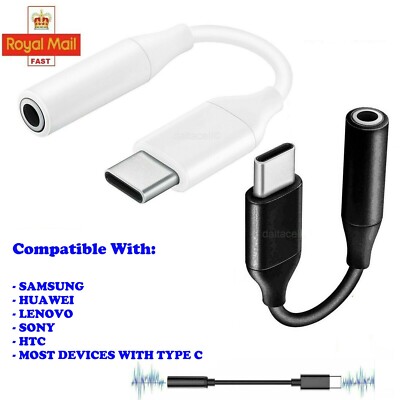 USB Type C to AUX Audio Headphone Jack Cable Adapter For All