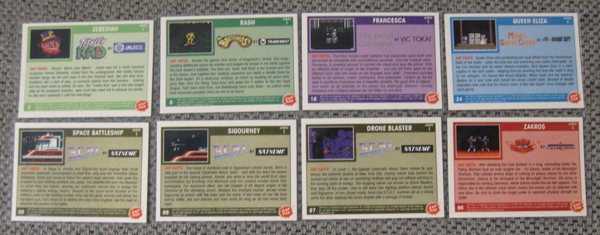 1992 CARDZ ZAP PAX 8-CARD LOT Zebediah/Rash/Francesca/Queen Eliza