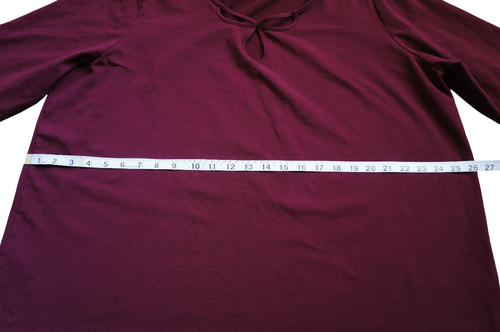 Catherine's Suprema Collection Women's T Shirt 1X Red Burgundy Keyhole Neck - Picture 5 of 10