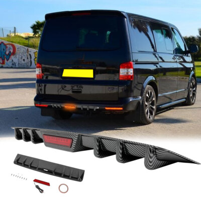 For VW Transporter T6 Carbon Fiber Rear Bumper Diffuser Splitter Lip w ...