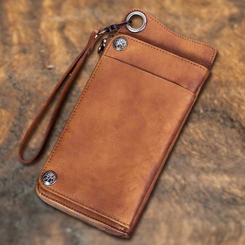 Genuine Leather Wallet Men Women Clutch Wristlet Zip Wallet Purse Money Clip - Picture 9 of 11