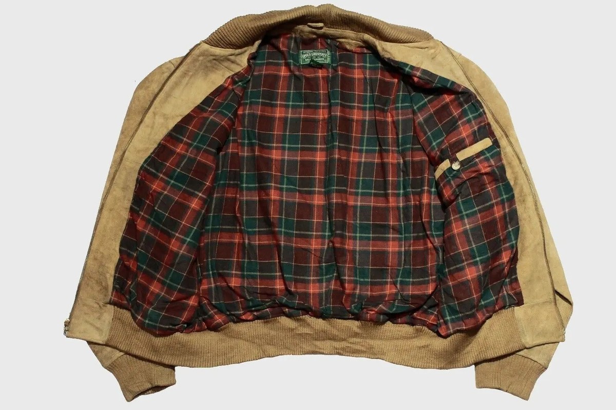 Vintage Polo Country Ralph Lauren Suede Leather Bomber Jacket Size