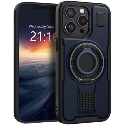 For iPhone 12/12 Pro/12 Pro Max Ring Holder Case Shockproof Hard Kickstand Cover