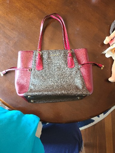 Michael Kors Voyager Brown/Burgundy Tote, Overall Good Shape, See