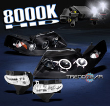 1999-2004 Ford Mustang Halo Black Projector Head Lights Wbumper Fog Lamp8k Hid