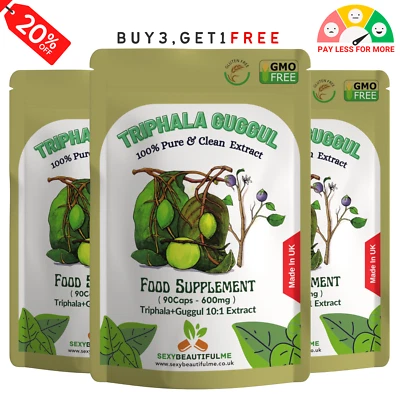 SBM '' Triphala+Guggul '' 6000mg Capsule–Weight Control, Detox&Cholesterol-100%Vegan