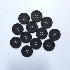 24 Buttons Rim Black Matte Plastic 4-Hole Sew Through Sewing 25 mm #BK71
