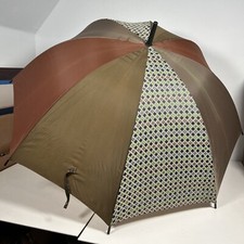 Vintage Aramis Umbrella Monogram Green Brown Wood Grain Handle Rare