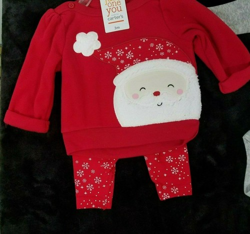 Carter's Baby Girl 2 Piece Christmas Red Santa Set And a Reindeer Piece 3 M Gift - Picture 4 of 8
