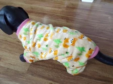  pet dog pajamas,fleece, foxes, beige with pink trim, Medium*(read size details)