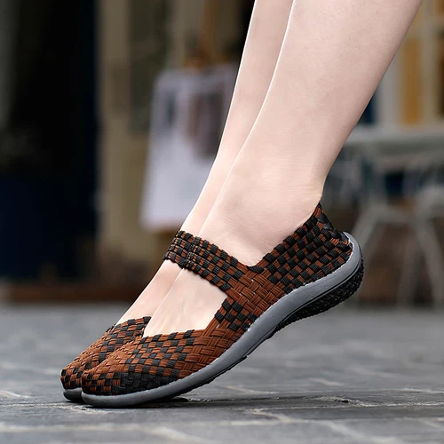 Damen-Slipper Wanderschuhe gewebt elastisch Mary Jane flach leicht modisch - Bild 12 von 36