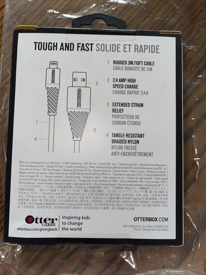 OtterBox 3M/10ft Connector To USB Cable 2.4 Amp High Speed Charge ! Sealed Box - Image 3 of 4