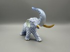 VINTAGE Herend Blue Fishnet w/ Gold Elephant w/ Trunk Up Figurine 5266 *as is* — photo 5