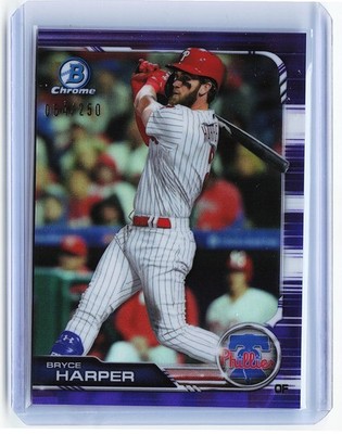 2019 Bowman Chrome #55 Bryce Harper Purple Refractor #/250 Philadelphia Phillies