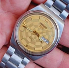 Seiko 5 Watch Automatic Vintage  GOLD  dial  6309 day date @ Japan