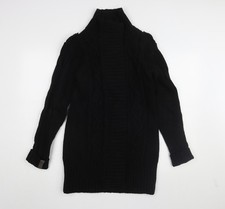 Golddigga Women's Black Coatigan Size 12 Long Wool Blend