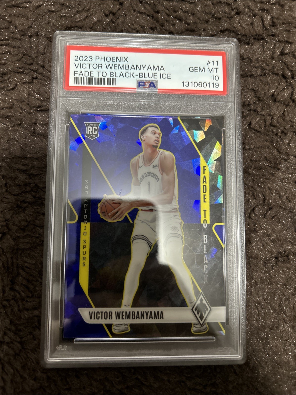 2023 Panini Phoenix - Fade to Black Victor Wembanyama #11 Blue Ice PSA GEM MT 10